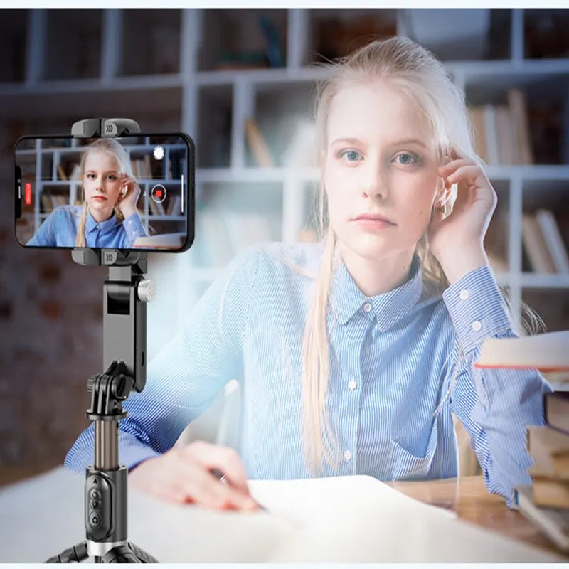 Palo selfi con estabilizador de movimiento, rotación automática de 360 grados, trípode para cualquier móvil para hacer fotografía y grabar en vivo - EBEPEX