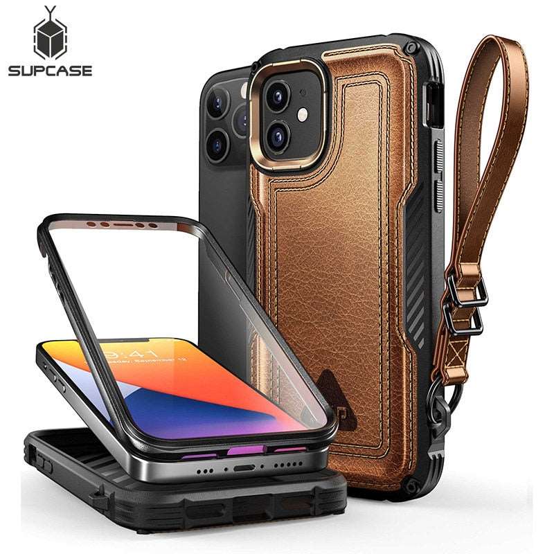 Funda decorada de cuero para iPhone 12