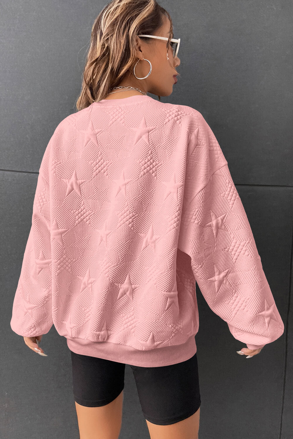 Sudadera mujer sin capucha con estrella en relieve de hombros caídos - EBEPEX