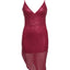 Red V Neck Bodycon Sequin Dress - EBEPEX