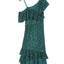Green One-Shoulder Sling Ruffled Sequin Dress - EBEPEX