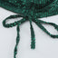 Green Sequin Deep V Neck Side Shirring Long Sleeve Mini Dress - EBEPEX