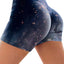 Gray Galaxy Print Booty Yoga Shorts - EBEPEX