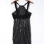 Vestido ajustado sin espalda con cuello halter y borlas de lentejuelas negras - EBEPEX