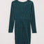 Green Glitter Wrap Over Long Sleeve Sequin Dress - EBEPEX