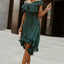 Green One-Shoulder Sling Ruffled Sequin Dress - EBEPEX