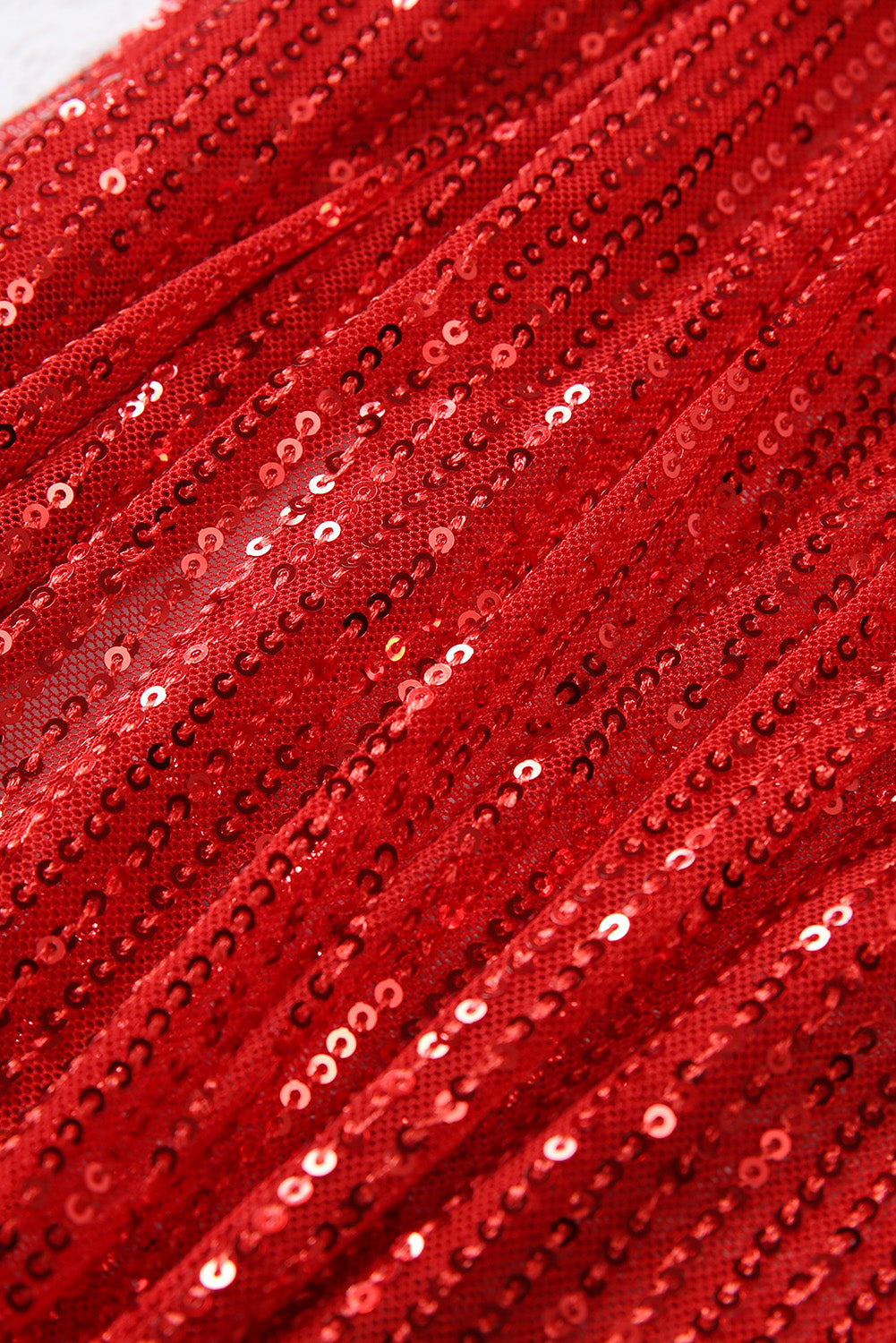Red Sequined Georgette Wrapped Slit Dress - EBEPEX