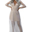 Deep V Neck Long Sleeve Sequin Tulle Wedding Long Dress - EBEPEX