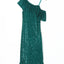 Green One-Shoulder Sling Ruffled Sequin Dress - EBEPEX