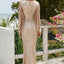 Vestido de noche largo de fiesta con manga de flecos - EBEPEX
