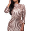 Champagne Sequin Detail Open Back Party Mini Dress - EBEPEX