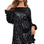 Mini vestido negro de manga larga con lentejuelas - EBEPEX