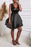 Heart Broken Black Gold Sequin Multi Layer Skater Dress