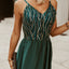 Green Sequin Lines Bodice High Waist Gown - EBEPEX