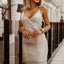 Golden V Neck Bodycon Sequin Dress - EBEPEX