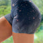Gray Galaxy Print Booty Yoga Shorts - EBEPEX