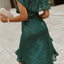 Green One-Shoulder Sling Ruffled Sequin Dress - EBEPEX