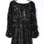 Mini vestido negro de manga larga con lentejuelas - EBEPEX