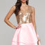 Heart Broken Pink Gold Sequin Multi Layer Skater Dress - EBEPEX