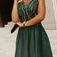 Green Sequin Lines Bodice High Waist Gown - EBEPEX