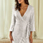 Silver Sequin Wrap Dress with Sash - EBEPEX