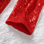 Red Sequined Georgette Wrapped Slit Dress - EBEPEX