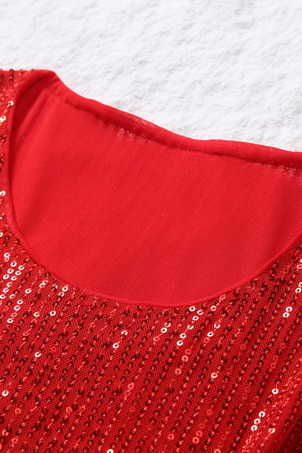 Red Sequined Georgette Wrapped Slit Dress - EBEPEX