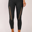 Black Mesh Side Splicing High Waist Yoga Sports Leggings with Phone Pocket - EBEPEX