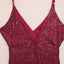 Red V Neck Bodycon Sequin Dress - EBEPEX