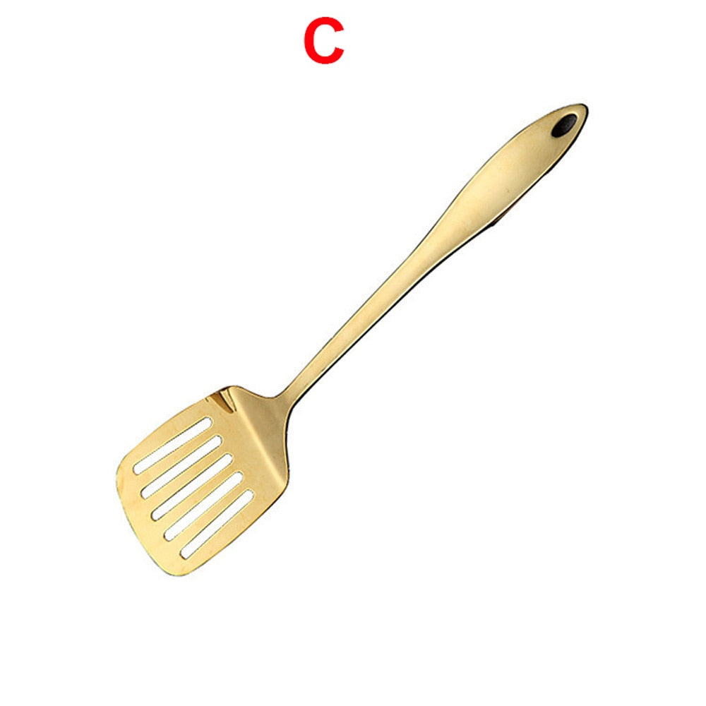 Juego de cucharones en acero inoxidable de 8 piezas, color dorado - EBEPEX