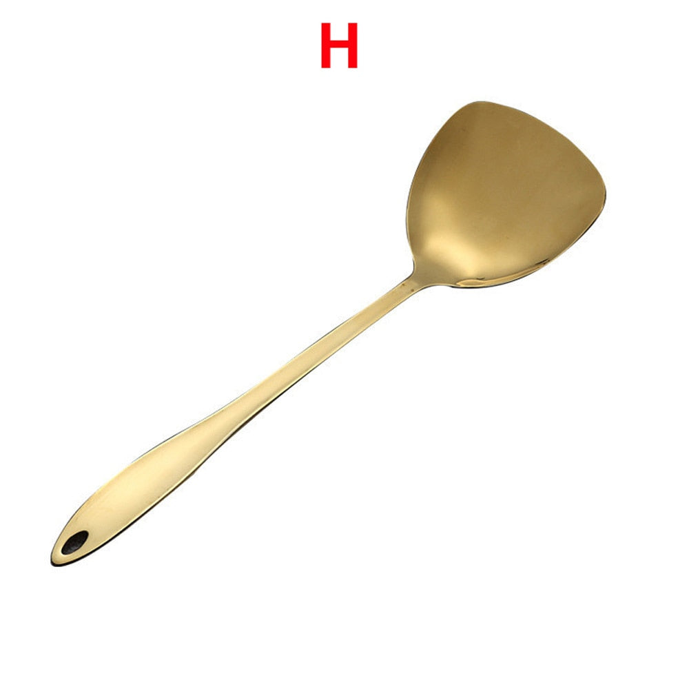 Juego de cucharones en acero inoxidable de 8 piezas, color dorado - EBEPEX