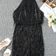 Mini vestido negro con flecos y lentejuelas - EBEPEX