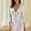 Silver Sequin Wrap Dress with Sash - EBEPEX