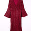 Red Deep V Neck Bell Sleeve Sequin Dress - EBEPEX