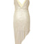 Golden V Neck Bodycon Sequin Dress - EBEPEX