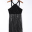 Vestido ajustado sin espalda con cuello halter y borlas de lentejuelas negras - EBEPEX