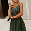 Green Sequin Lines Bodice High Waist Gown - EBEPEX