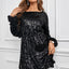 Mini vestido negro de manga larga con lentejuelas - EBEPEX