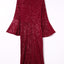 Red Deep V Neck Bell Sleeve Sequin Dress - EBEPEX