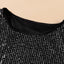 Silvery Loose Long Sleeve Sequin Dress with Sash - EBEPEX