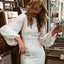 White Puffy Sleeve Sequin Party Mini Dress - EBEPEX