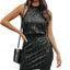 Mini vestido negro con flecos y lentejuelas - EBEPEX