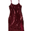 Wine Red Sequin Side Slit Cami Dress - EBEPEX