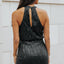 Mini vestido negro con flecos y lentejuelas - EBEPEX