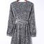 Gray Leopard Sequins V Neck Wrap Dress with Tie - EBEPEX