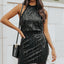 Mini vestido negro con flecos y lentejuelas - EBEPEX