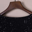 Black Side Slit Crew Neck Sequin Maxi Dress - EBEPEX