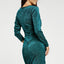 Green Glitter Wrap Over Long Sleeve Sequin Dress - EBEPEX