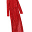 Red Sequined Georgette Wrapped Slit Dress - EBEPEX