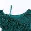 Green One-Shoulder Sling Ruffled Sequin Dress - EBEPEX